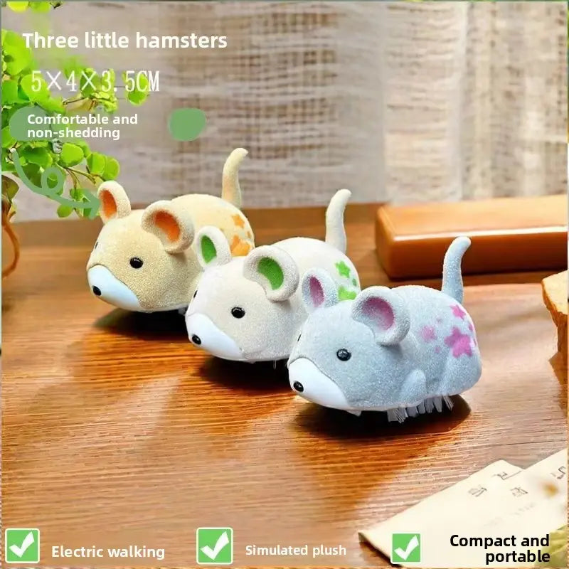 Interactive Electric Hamster Cat Toy Smart Moving Plush Pet Teaser Toy Automatic Moving Cat Toy for Indoor Cats Kittens