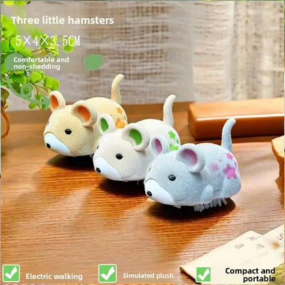 Interactive Electric Hamster Cat Toy Smart Moving Plush Pet Teaser Toy Automatic Moving Cat Toy for Indoor Cats Kittens