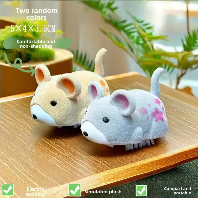 Interactive Electric Hamster Cat Toy Smart Moving Plush Pet Teaser Toy Automatic Moving Cat Toy for Indoor Cats Kittens
