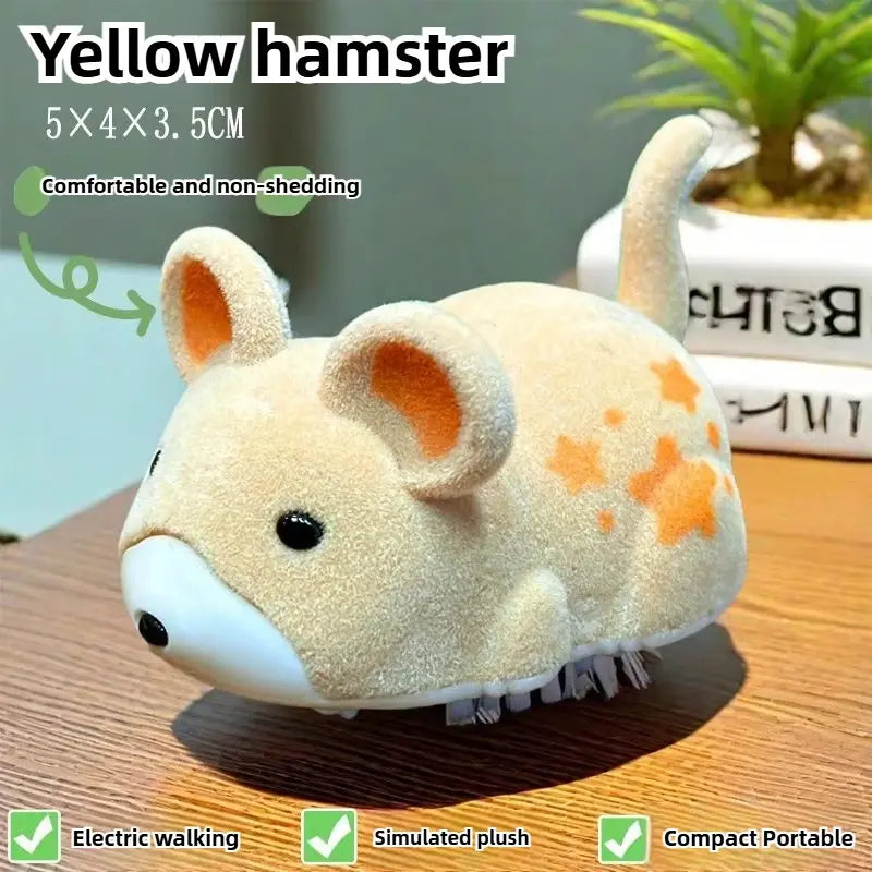 Interactive Electric Hamster Cat Toy Smart Moving Plush Pet Teaser Toy Automatic Moving Cat Toy for Indoor Cats Kittens