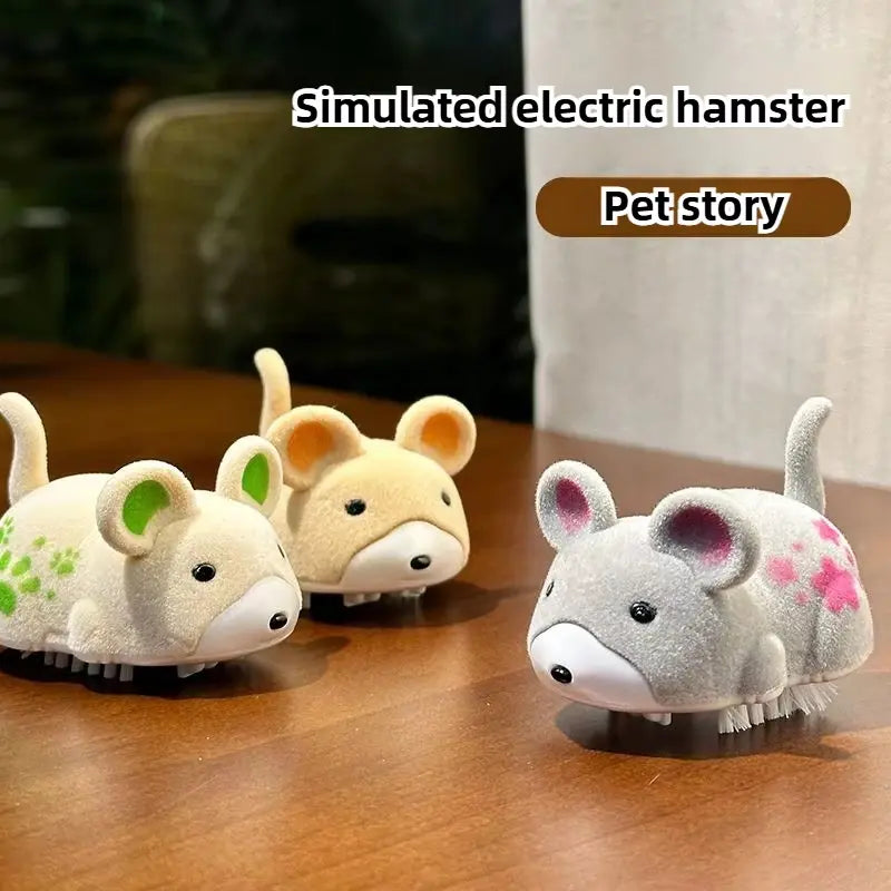 Interactive Electric Hamster Cat Toy Smart Moving Plush Pet Teaser Toy Automatic Moving Cat Toy for Indoor Cats Kittens