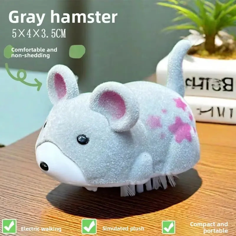 Interactive Electric Hamster Cat Toy Smart Moving Plush Pet Teaser Toy Automatic Moving Cat Toy for Indoor Cats Kittens